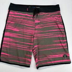 Salt Life Board Shorts Mens 36 Pink Gray SLX-QD Vapor Stretch Swim Trunks